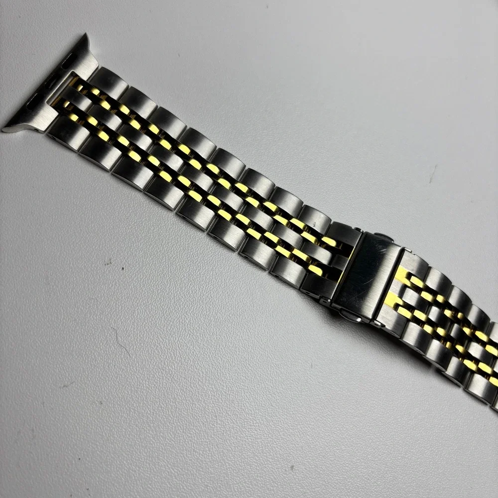 Two Tone Silver Gold Stainless Steel Jubilee Link Band for‎ Apple Watch